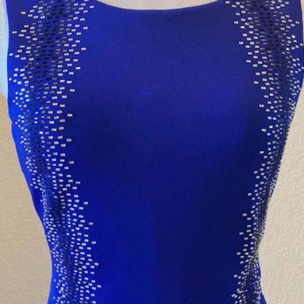 Calvin Klein: Royal Blue sleeveless dress with beading - size 6